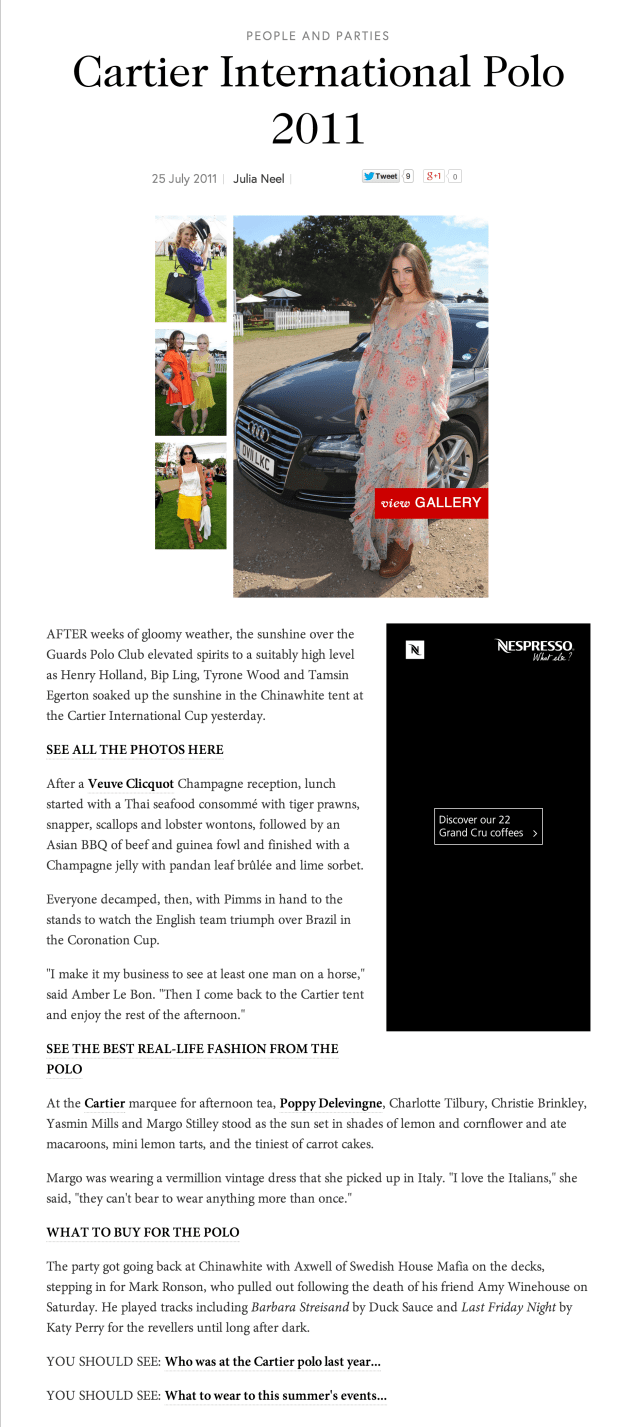 Vogue.com, Cartier International Polo