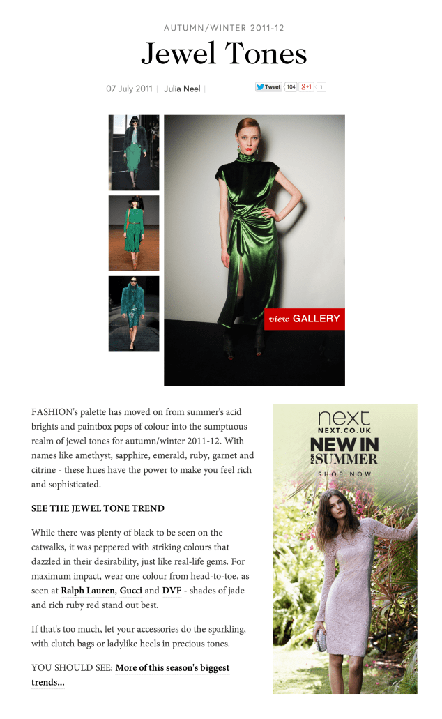 Vogue.com, Jewel Tone Trend