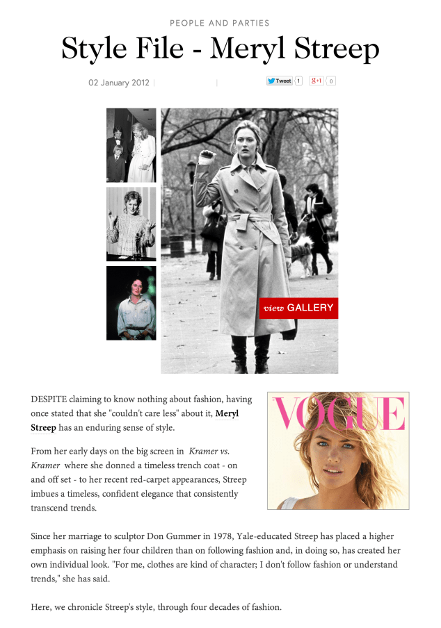 Meryl Streep   Style File  celebrity fashion and red carpet style  Vogue