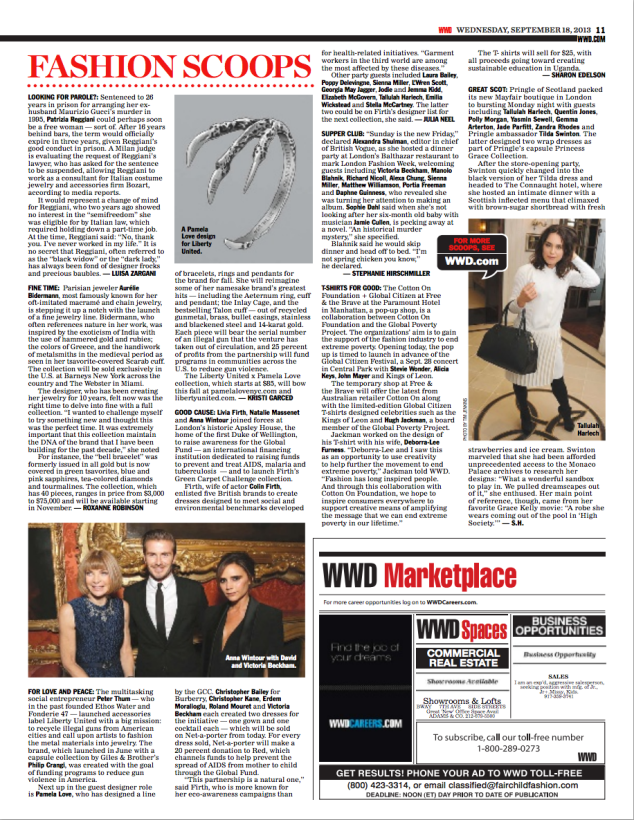 WWD, Livia Firth, Anna Wintour and Natalie Massenet for the Global Fund