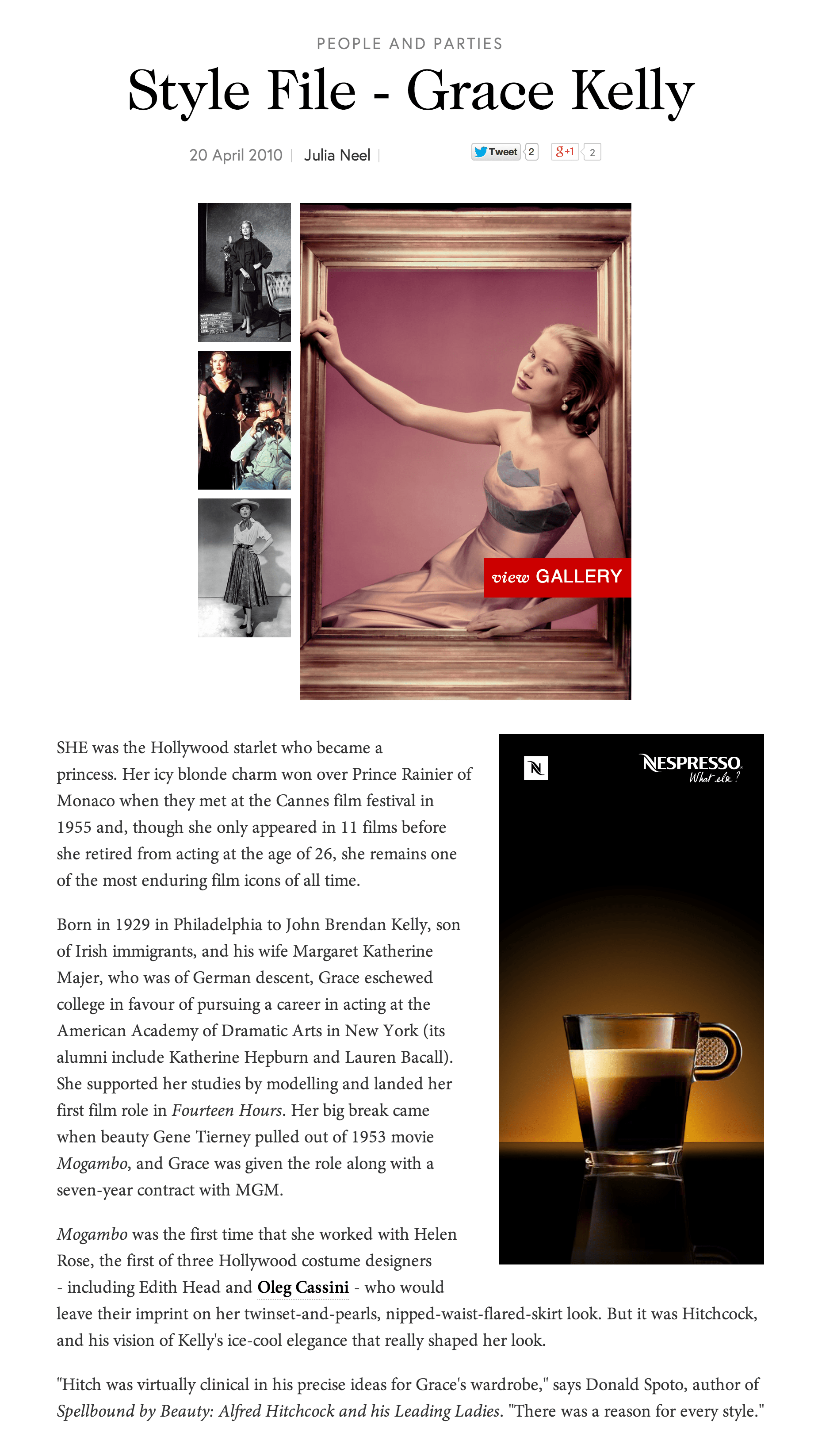 Vogue.com, Grace Kelly Style File