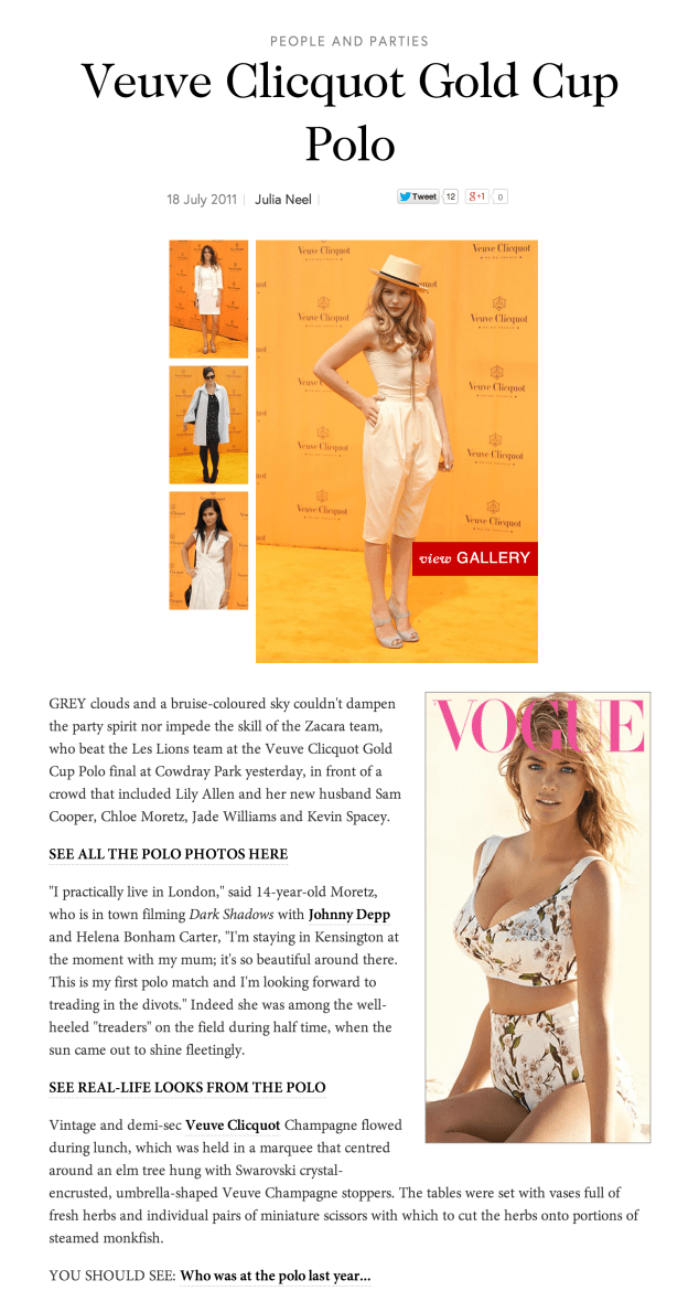 Vogue.com, Veuve Clicquot Gold Cup 2011