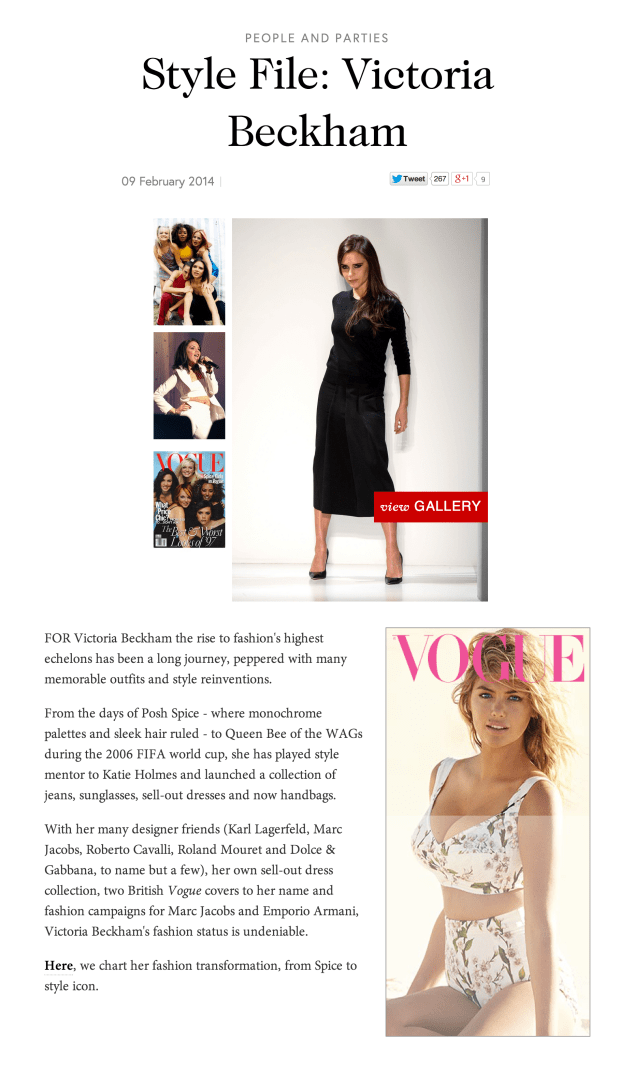 Vogue.com, Victoria Beckham Style File