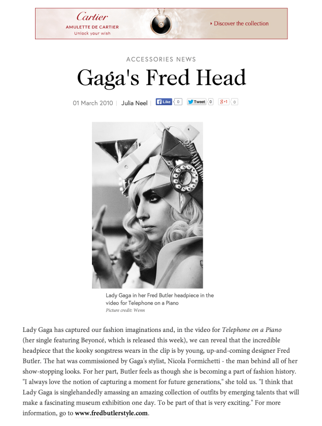 Vogue.com, Fred Butler for Lady Gaga