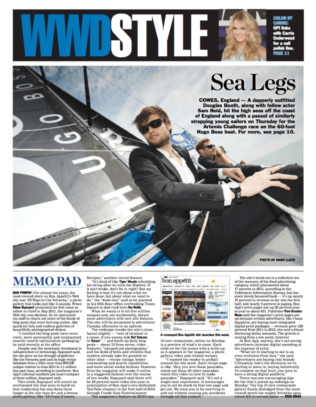 Douglas Booth on the Hugo Boss boat