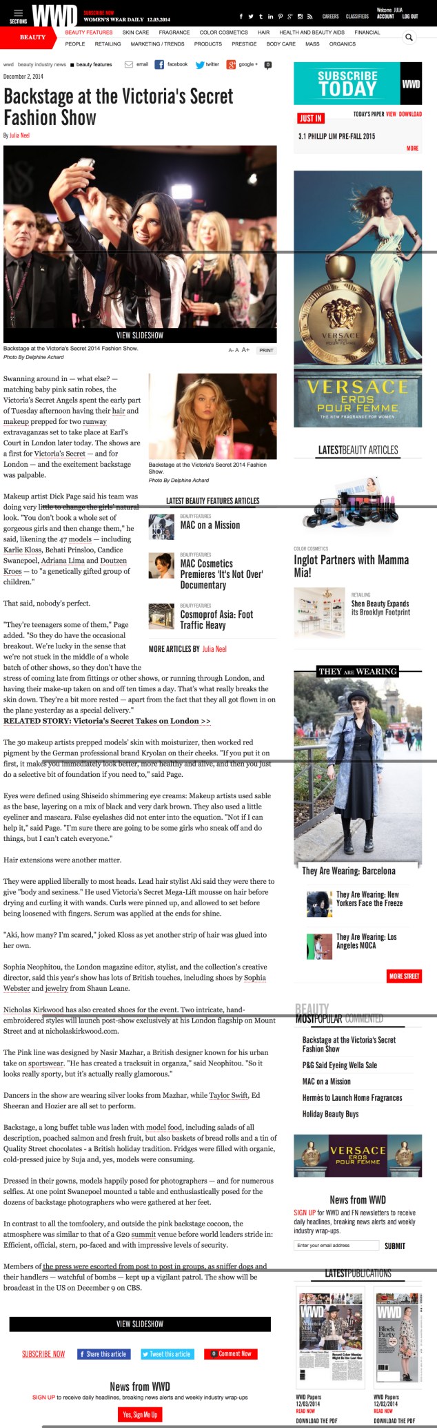 Backstage at the Victoria s Secret Fashion Show   Beauty Features   Beauty   WWD.com