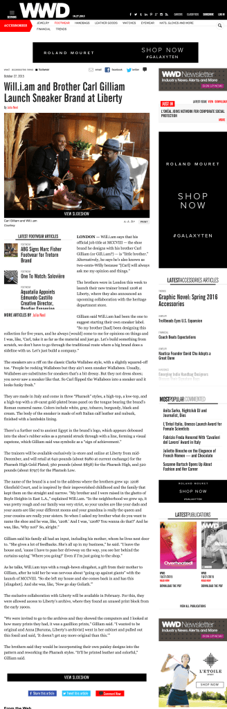 Will.i.am and Brother Carl Gilliam Launch Sneaker Brand at Liberty   WWD